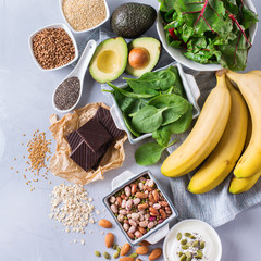 Assortment of healthy high magnesium sources food