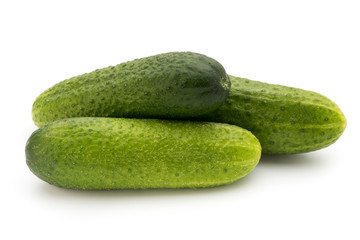 Eco cucumber on white background. Fresh vegetables.