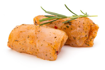 Chiken meat rolls isolated on the white background.