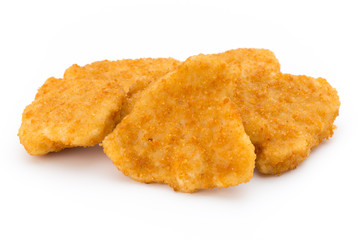 Nugget chiken on the white background.