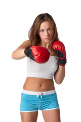 Girl in fighting gloves