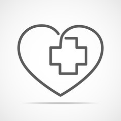 Heart with Medical cross. Vector illustration.