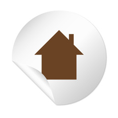 Runder Sticker - Haus braun