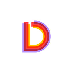 Letter D logo with Colorful three line, real estate, apartment, condo, house, modern, digital, technology logotype