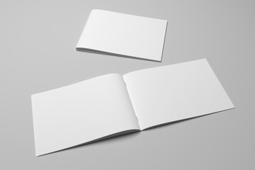 Blank 3D rendering brochure magazine on gray with clipping path No. 6