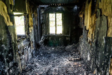 Room in burned down building