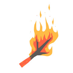 Burning dry branch vector Illustration
