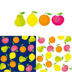 simple cute summer fruit icon set for labels, surface design. vector illustration for web and print design.