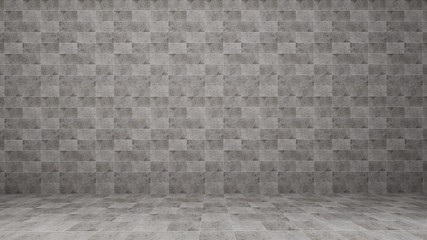 The tile wall background space 3d rendering material and empty room