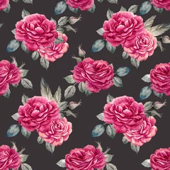 Behang Watercolor rose seamless pattern © zenina