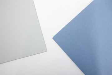 Blue and gray cardboard on a white background
