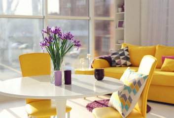 Modern interior with lilac accent