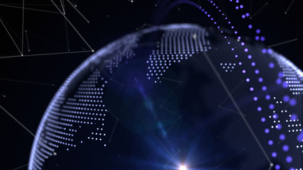 Futuristic 3D globe with ring and satellite © komjomo