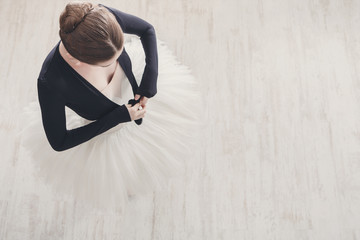 Classical Ballet dancer in split crop, top view