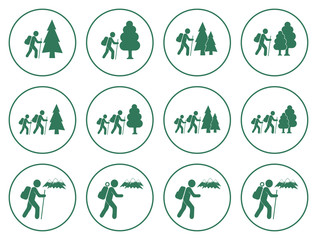 Set of Hiking icon illustration isolated vector