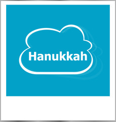 hanukkah word holiday concept, photo frame isolated on white