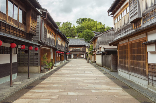 Fototapeta Historical street at Higashichaya district, Kanazawa, Japan