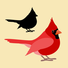 bird cardinal vector illustration style Flat side silhouette