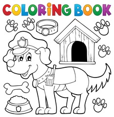Coloring book with police dog