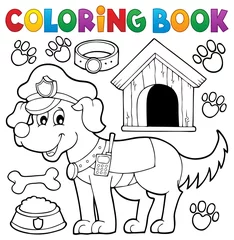 Stickers pour porte Pour enfants Coloring book with police dog