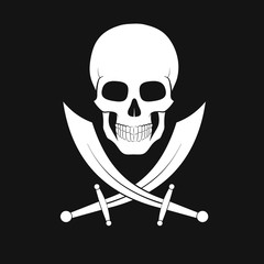 Obraz premium Pirate sign design. Skull and swords. Vector.