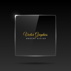 Glass banner. Transparent geometric shapes.