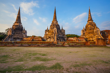 Wat Phra Si Sanphet temple in Ayutthaya Historical Park, a UNESCO world heritage site, Thailand