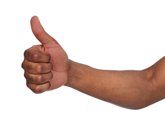 African american hand making thumb up gesture