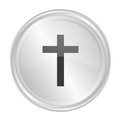 Kreuz Religion - Verchromter Button
