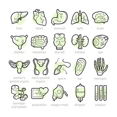 Medical icons with lines