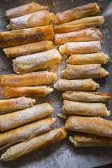Cheese stuffed filo dough rolls