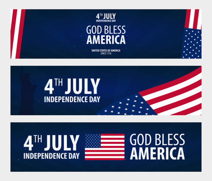 American Independence Day. God Bless America. 4th July. Template background for greeting cards, posters, leaflets and brochure. Vector illustration.