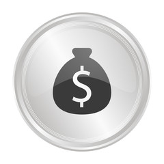 Geldsack Dollar - Verchromter Button
