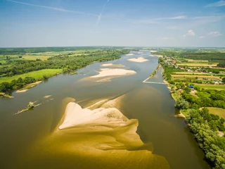 Fototapete Rund Der Fluss von oben gesehen. Die Weichsel mit Sandbänken. © art08
