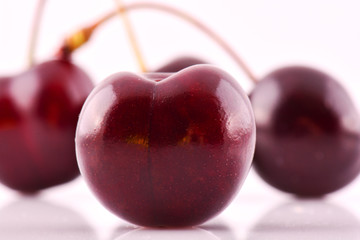 Sweet cherry isolated on white background.