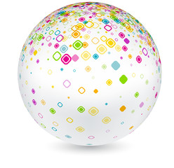 White ball with geometric pattern.