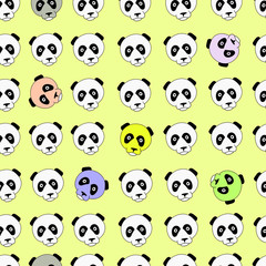Color panda head china design vector illustration seamless