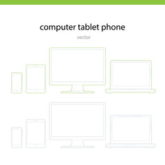Computer phone tablet line vector