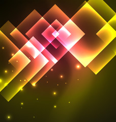 Dark background design with squares and shiny glowing effects