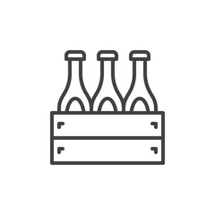 Case of beer line icon, outline vector sign, linear style pictogram isolated on white. Symbol, logo illustration. Editable stroke. Pixel perfect
