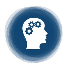 Abstract round button - head with gears