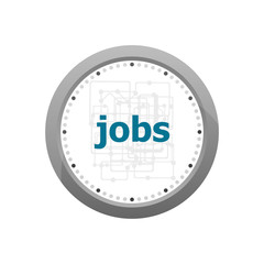 Text jobs on digital screen, social concept . Abstract wall clock isolated on a white background