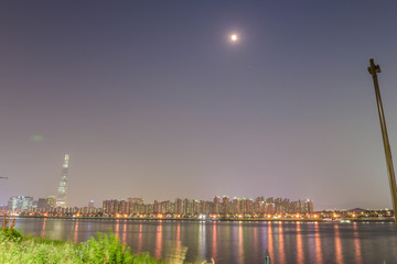 Fototapeta na wymiar city night skyline in seoul korea