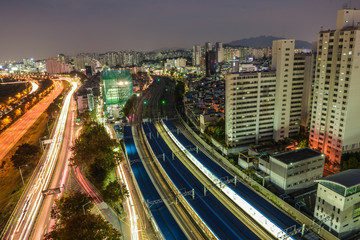 Fototapeta na wymiar city skyline night seoul, korea