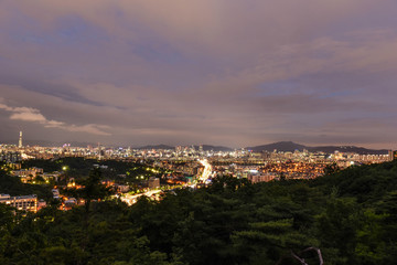 city skyline night seoul, korea