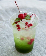 Cool juice in clear glass