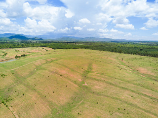 Aerial view of grassy slope