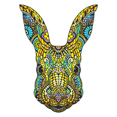 Portrait of Rabbit. Hand drawn illustration. Vector.