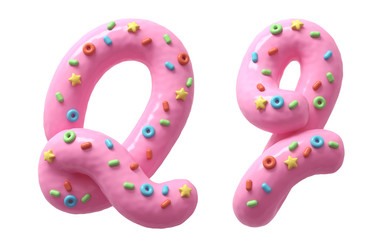 Pink cream with multi-colored sweets font