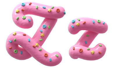Pink cream with multi-colored sweets font